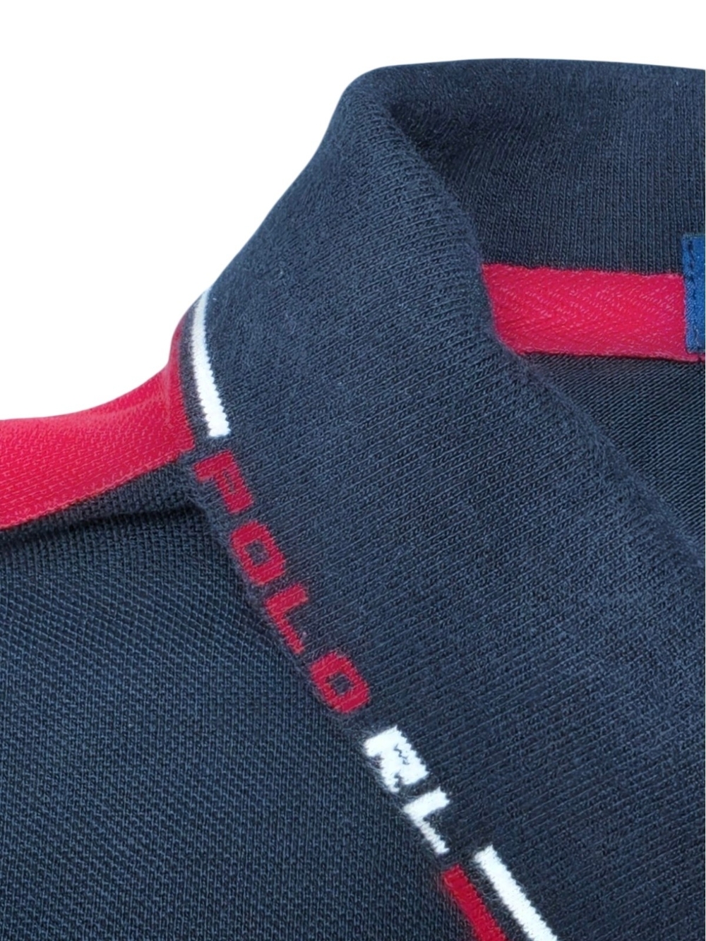 Polo Ralph Lauren Big Pony Polo Shirt 2XB Navy Red White Woven Collar Trim Logo - Picture 7 of 13